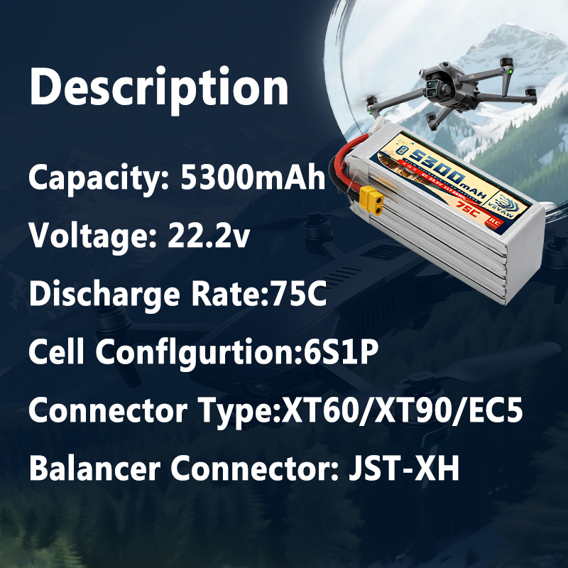 VSVAW 6S 5300mAh Lipo Battery  - Drone Battery Plate recension och pris