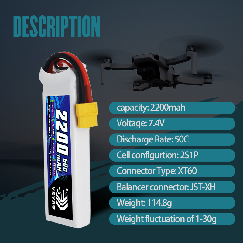 VSVAW 7.4V 2200mah 2S Drone Li - Drone Battery Lipo recension och pris